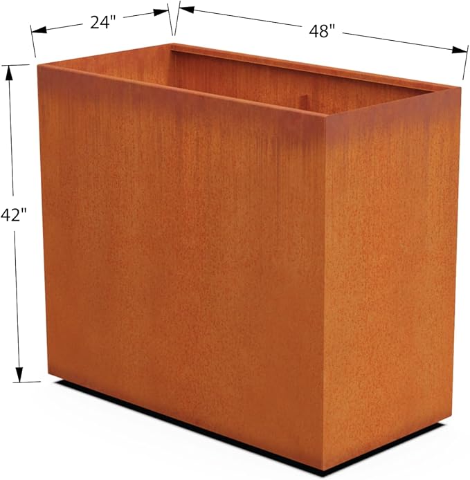 PLANTERCRAFT Corten Steel Planter Rectangle Outdoor Metal Garden Box Heavy Duty | Made in USA | Fully Assembled Plantercraft