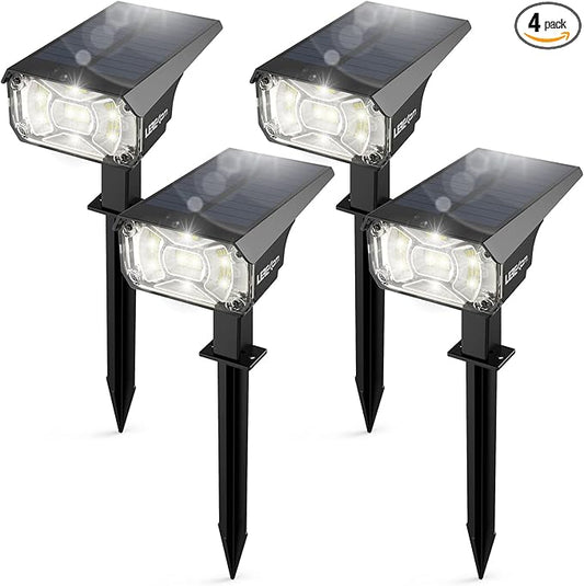 Solar Spot Lights Outdoor,IP65 Waterproof 40 LEDs Landscape Spotlights,USB & Solar Powered Wall Lights,3 Modes Outdoor Solar Garden Lights for Yard Porch 4 Pack LEREKAM