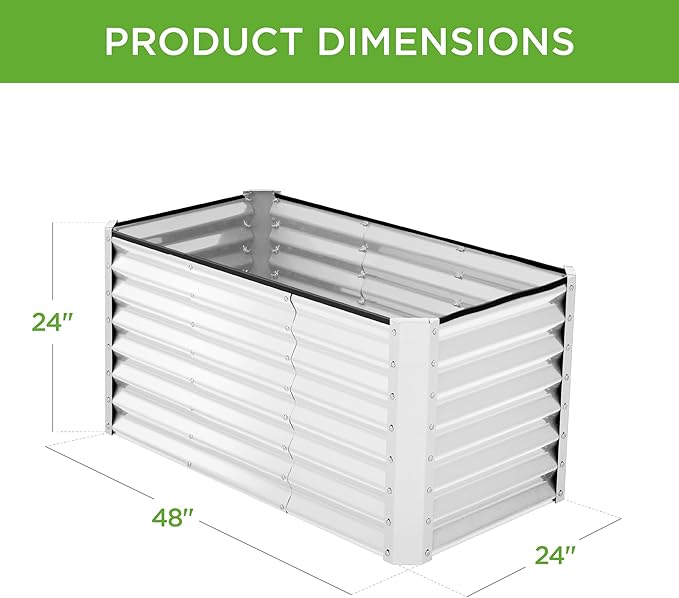 Best Choice Products 4x2x2ft Outdoor Metal Raised Garden Bed, Deep Root Box Planter for Vegetables, Flowers, Herbs, 119 Gallon Capacity, 100% Non Toxic Materials - White BestChoiceProducts