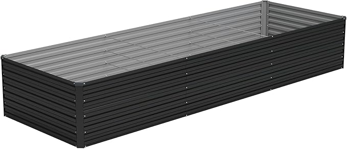 Vengarus 12x2x2FT Galvanized Raised Garden Bed Kit, Large Rectangle Elevated Planter for Vegetables, Flowers, Herbs and Succulents - 359 Gallon Capacity,Black Vengarus