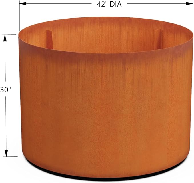 PLANTERCRAFT Corten Steel Metal Planter Box, Round Sizes, Modern Garden Steel planters for Commercial and Residential Outdoor Use. Plantercraft