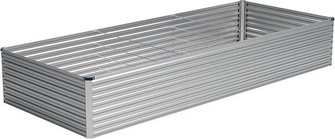 Vengarus 12x4x2FT Galvanized Raised Garden Bed Kit, Large Rectangle Elevated Planter for Vegetables, Flowers, Herbs and Succulents -718 Gallon Capacity, Silver Vengarus