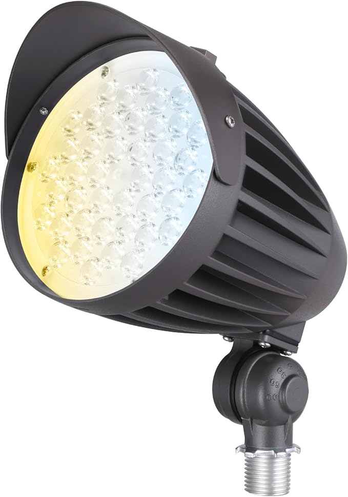LEONLITE 20W/30W/40W 3CCT LED Bullet Flood Light, 4880LM 3000K/4000K/5000K, Dusk to Dawn 22°Focused Flag Pole Light with Knuckle Mount, Weatherproof, 100-277V Commercial Landscape Lights, ETL Listed LEONLITE