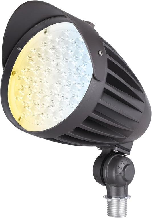 LEONLITE 20W/30W/40W 3CCT LED Bullet Flood Light, 4880LM 3000K/4000K/5000K, Dusk to Dawn 22°Focused Flag Pole Light with Knuckle Mount, Weatherproof, 100-277V Commercial Landscape Lights, ETL Listed LEONLITE