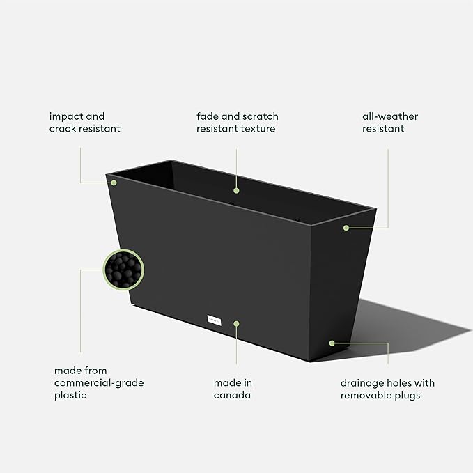 Veradek Midori Long Trough Planter (Black, 31 inch - 2 Pack with 2 Saucer Trays) VeradekOutdoor