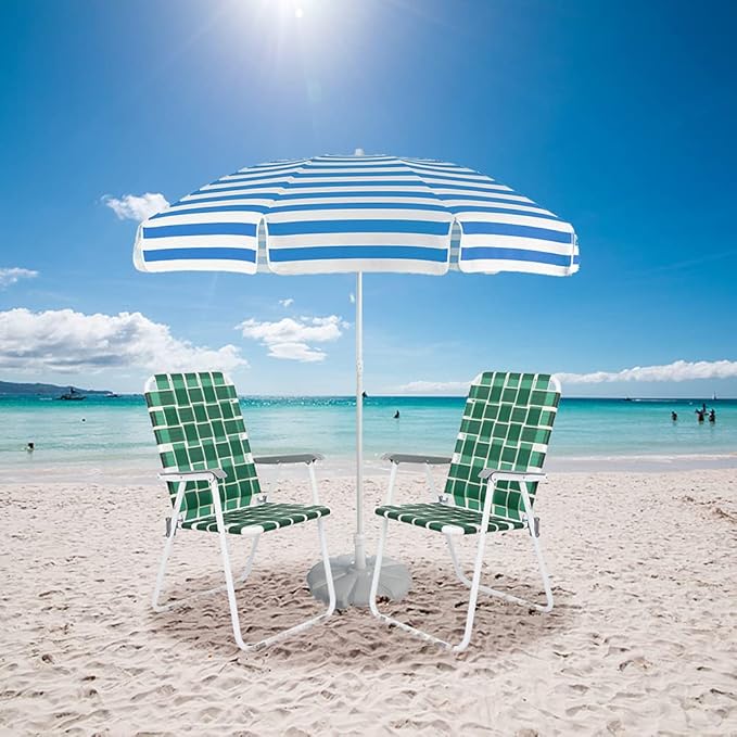VINGLI Patio Lawn Webbed Folding Chairs Set of 4, Outdoor Beach Chair Portable Dining Chair for Outdoor Yard, Garden (Dark Green, Classic) VINGLI
