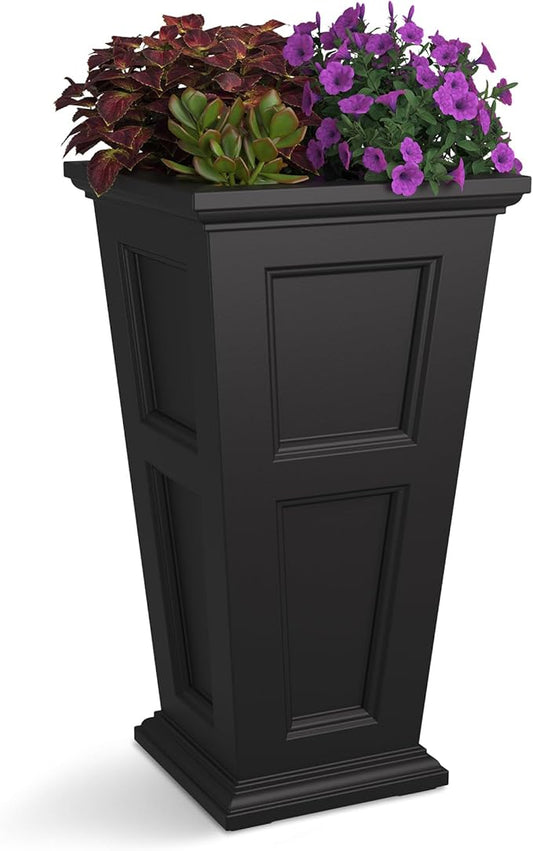 Mayne Fairfield 34-Inch Tall Planter – Weather-Resistant Self-Watering Indoor/Outdoor Garden Pot for Flowers, Patio, Porch, and Entryway, Durable Design Mayne