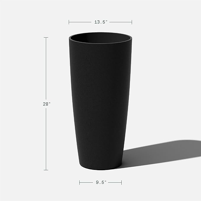 Veradek Mason Series Vega Planter - Round Tall Planter for Indoor or Outdoor Porch/Patio | Made from Plastic-Stone Composite with Drainage Holes | Modern Décor for, Flowers, Interior Plants VeradekOutdoor