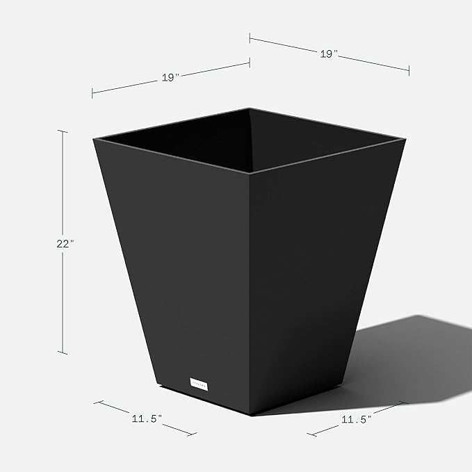 Veradek Nobleton Indoor/Outdoor Wide Square Planter (Black, 22" - 2 Pack with 2 Saucer Trays) VeradekOutdoor