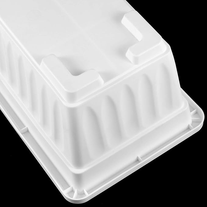 6 Pack 17 Inches Countryside Flower Box Planters, Plastic Vegetable Planters with 30 PCS Plant Labels, White Flower Window Boxes with Attached Tray for Windowsill, Patio, Garden, Balcony… ZEONHAK