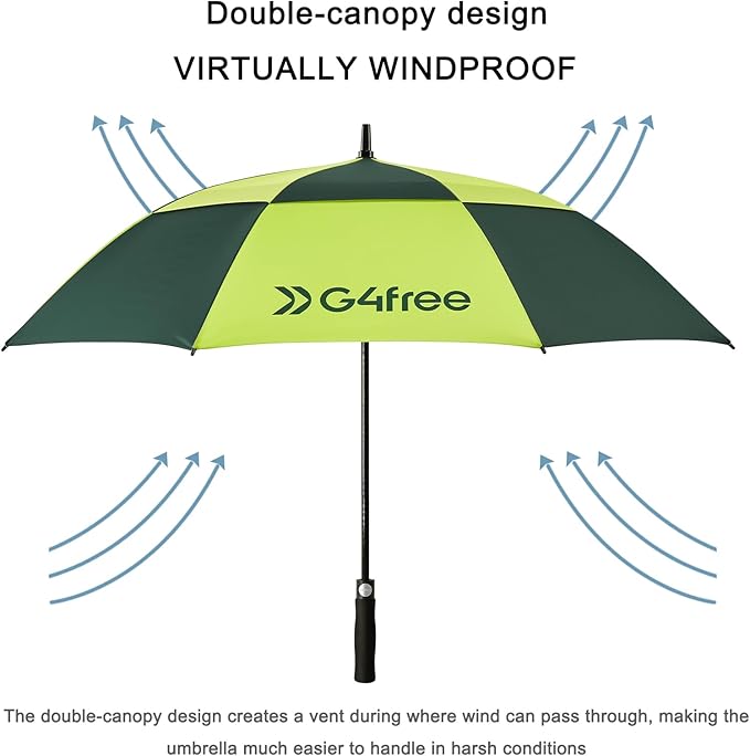G4Free 47/54/62/68/72 Inch Automatic Open Golf Umbrella Oversize Extra Large Double Canopy Vented Windproof Waterproof Stick Umbrellas G4Free