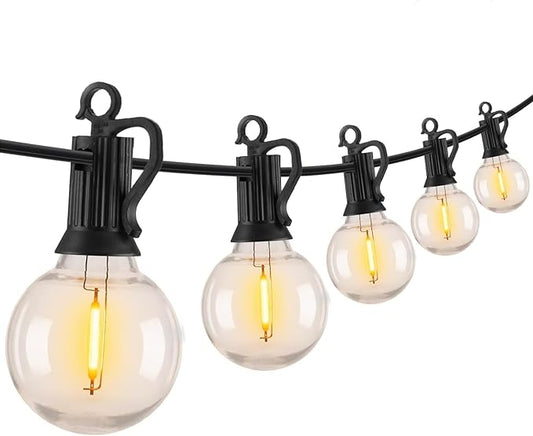 Brightown Outdoor String Lights, 100FT 50+2 G40 Bulbs Shatterproof Patio Lights, IP65 Waterproof Dimmable Hanging Connectable Globe LED Outdoor Lights for Backyard, Bistro, Porch, Deck, Balcony Brightown
