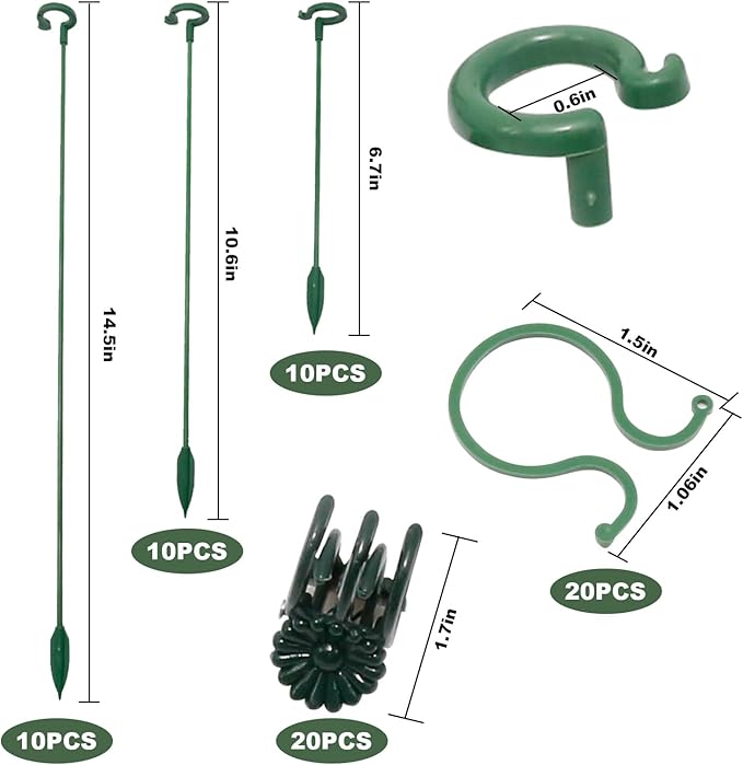 70PCS Plant Supports Stakes, 30PCS Adjustable Flower Support Poles(3 Sizes), 20 Garden Orchid Sticks Extended, 20 Orchid Clips Plant Support Stakes for Tomato Amaryllis Vegetables Phalaenopsis Roses Saihisday