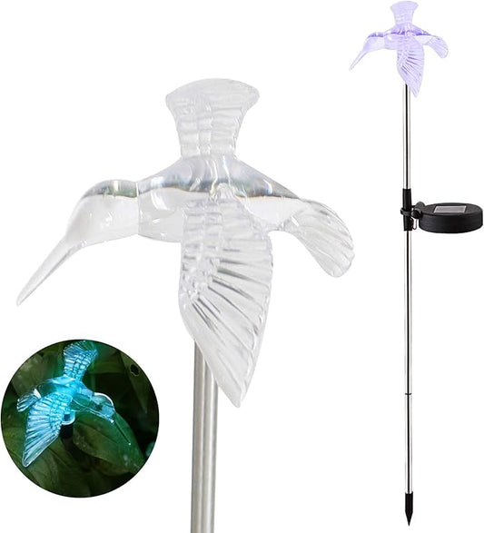 Solar Powered Outdoor Garden LED Light Color Charging Figurine Stake Landscape Light Waterproof Hummingbird Lawn Lamp for Sidewalk Terrace Pathway Walkway Driveway Yard & Lawn Decorations EZiGarden