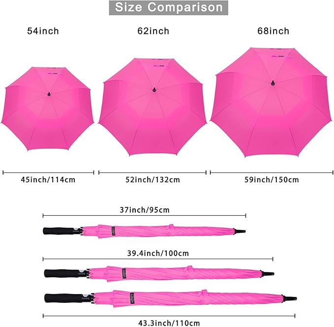 G4Free 47/54/62/68/72 Inch Automatic Open Golf Umbrella Oversize Extra Large Double Canopy Vented Windproof Waterproof Stick Umbrellas G4Free