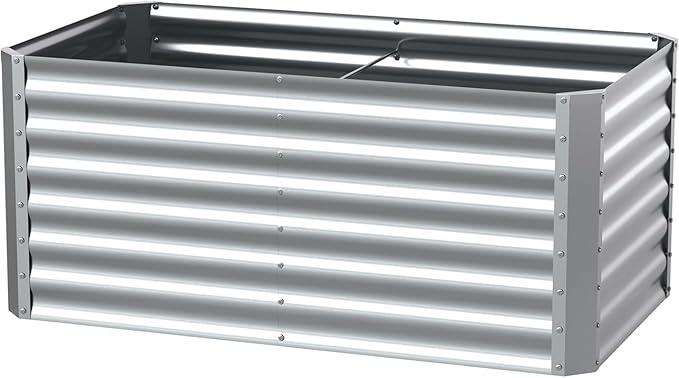 4X2X2ft (1 Pack) Galvanized Raised Garden Bed,Outdoor Planter Box Metal Patio Kit Planting Bed for Vegetables Flowers Herb Anmiro