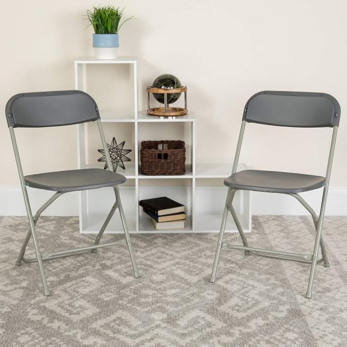 Flash Furniture Hercules Series Plastic Folding Chairs for Parties and Weddings, Stackable Commercial Event Seats, Set of 10, Gray FlashFurniture