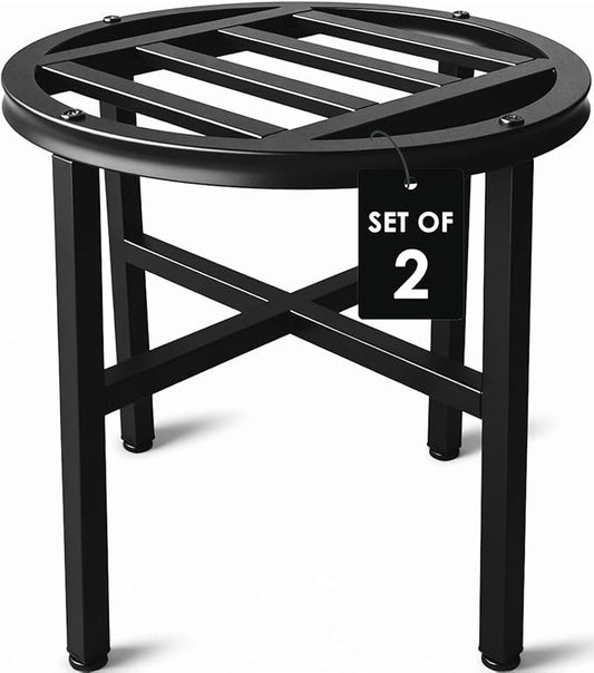 Plant Stand Indoor Outdoor,13 Inch Round Metal Plant Stands Riser,Heavy Duty Wrought Iron Pedestal Holders for Large Flower Pot,Outside Rust-Proof Black Flower Display Shelf for Patio,2-Pack Hongsane