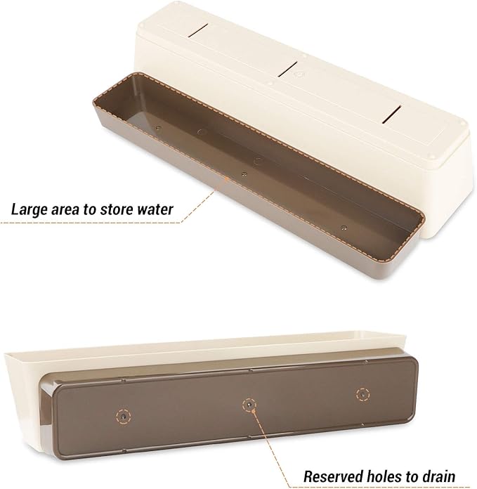 SUREAM Indoor Herb Planter Boxes, 4 Pack Window Box with Tray, Modern Plastic Plant Flower Succulent Cactus Pots for Windowsill, Garden Balcony, Home Office Outdoor Decor(6x3.8, 12x3.8, 16x3.8Inch) Suream