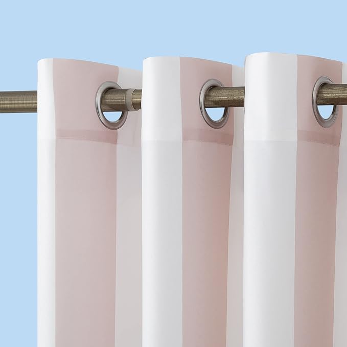 Sun Zero Valencia Cabana Stripe Indoor/Outdoor UV Protectant Energy Efficient Grommet Curtain Panel SunZero%E2%84%A2