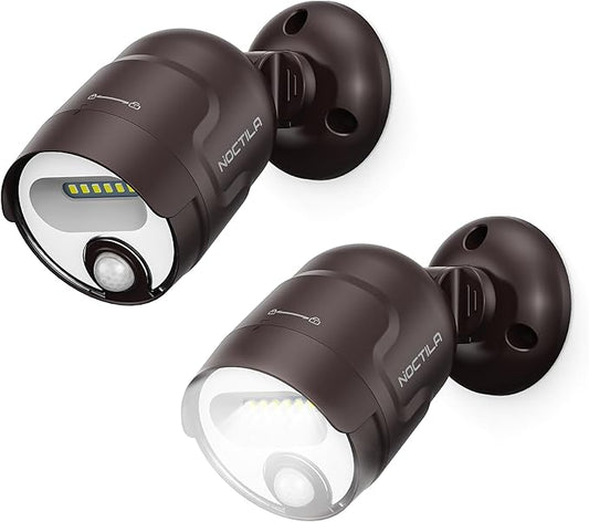 Battery Operated Motion Sensor Light,4000mAh Rechargeable Battery Powered Spotlight 600 Lumen Outdoor IP65 Waterproof for Porch,Yard,Wall,Garden with Dusk to Dawn (Brown-2pcs) Noctila