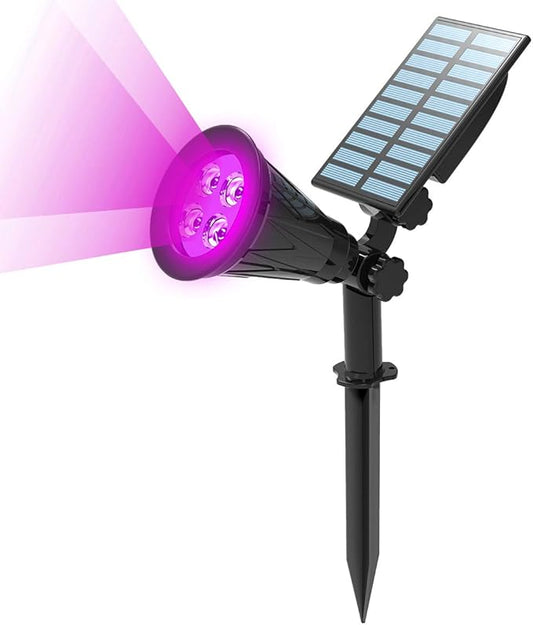 T-SUN Solar Spotlights, 4 LED Solar Waterproof Outdoor Landscape Lights, Auto-on/Auto-Off by Day, 180 Angle Adjustable for Tree, Patio, Yard, Garden, Driveway, Stairs, Pool Area(Purple-1Pack) T-SUN