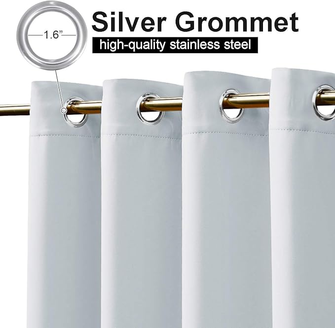 NICETOWN Outdoor Curtains for Patio W100 x L108 inch 2 Pieces, Sun Blocking Screen Shades 100% Privacy for Porch, Pergola, Lanai, Outside Deck, Weatherproof Blinds for All Season, Greyish White NICETOWN