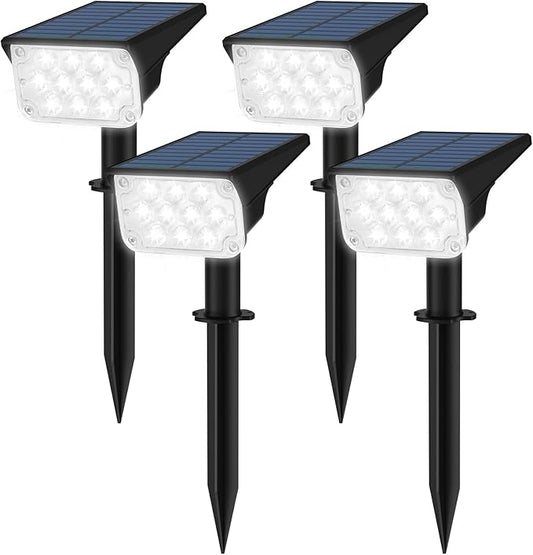 T-SUNUS Christmas Solar Spotlights White 6000K IP65 Waterproof 2-in-1 Outdoor Landscape Spot Lights Garden Light for Flag Tree Yard Driveway Porch Walkway Patio Statue Graveyard Halloween 4 Pack T-SUNUSLighting