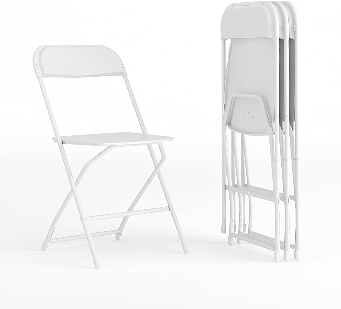 Flash Furniture Hercules Series Plastic Folding Chair - White - 4 Pack 650LB Weight Capacity Comfortable Event Chair-Lightweight Folding Chair FlashFurniture