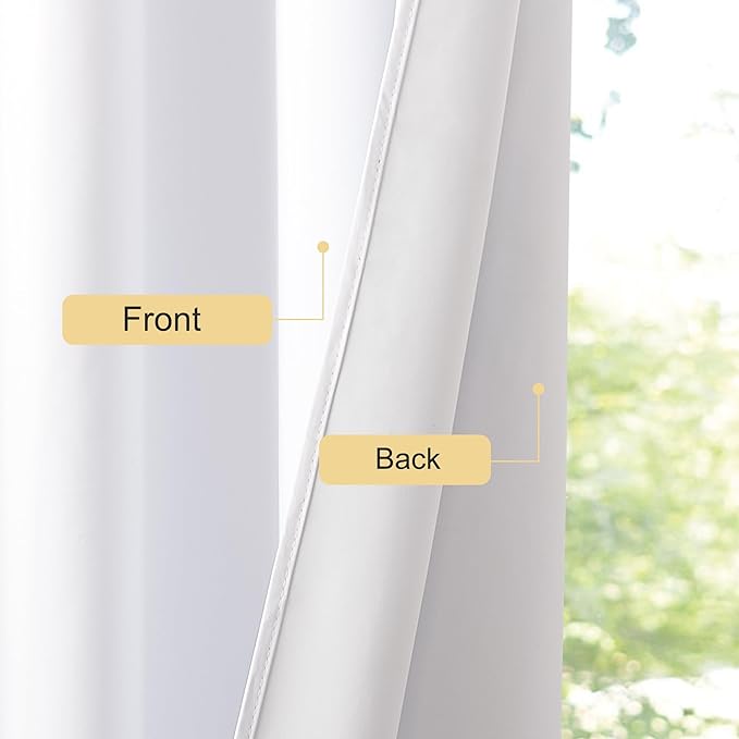 NICETOWN 100% Blackout Door Curtain 63 inch Long Thermal Insulated Room Darkening Privacy Short Curtain Window Treatment, Closet Drapes for Front/Sliding Door (Pure White, 52W x 63L, 1 Panel) NICETOWN