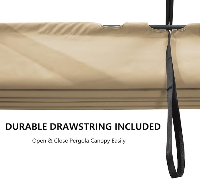 Pergola Shade Cover Replacement Canopy Top Compatible with 10 X 10 ft 6-Bar Pergola Frames - Beige (Canopy Size 116" W x 95" L, Canopy Top Only) Rootora