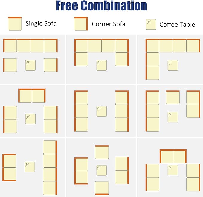 Tangkula 7 Pieces Wicker Patio Furniture Set, All-Weather Outdoor Rattan Sectional Sofa Set with Cushions & Tempered Glass Coffee Table, Outside Sofa Set for Garden, Lawn, Deck, Backyard (Navy) TANGKULA