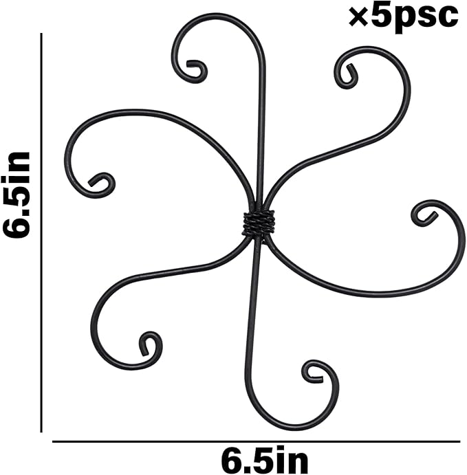 Black Monstera Plant Support Hook - 6.5 * 6.5IN -5 Piece Set, Durable Metal Stem Supports for Indoor Plants, Leaf Holder & Fishbone Cactus Stake, Stylish Design for Healthy Growth & Easy Care Yohsnor