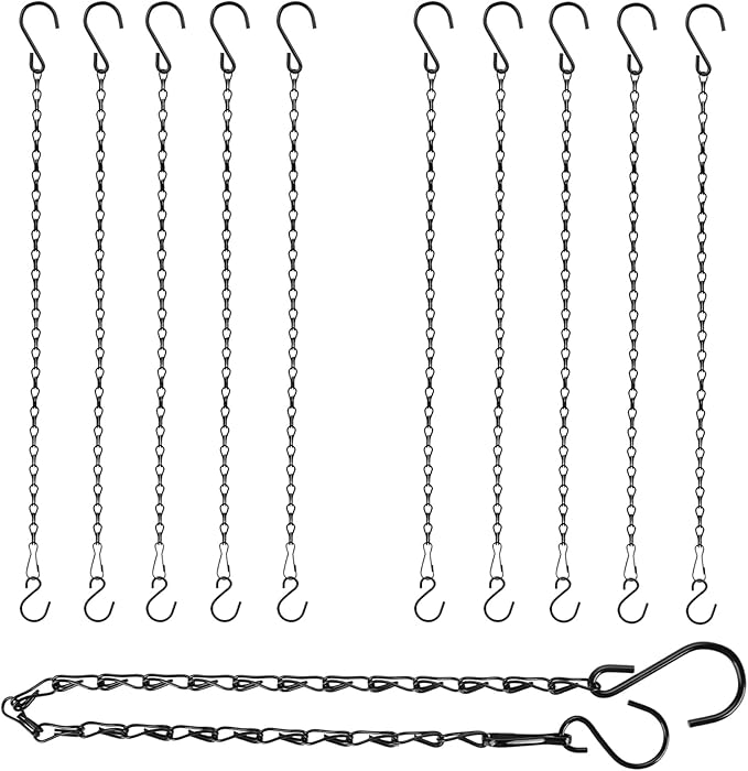 RIFNY 20 Inch Chain for Hanging Plants, Black Small Plant Chains for Hanging Baskets Kits with Hooks for Bird Feeders Planters Billboards Lanterns Wind Chimes Ornaments Outdoor Indoor Use (10 PCS) RIFNY