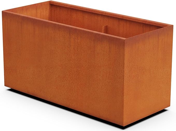 PLANTERCRAFT Corten Steel Planter Rectangle Outdoor Metal Garden Box Heavy Duty | Made in USA | Fully Assembled Plantercraft