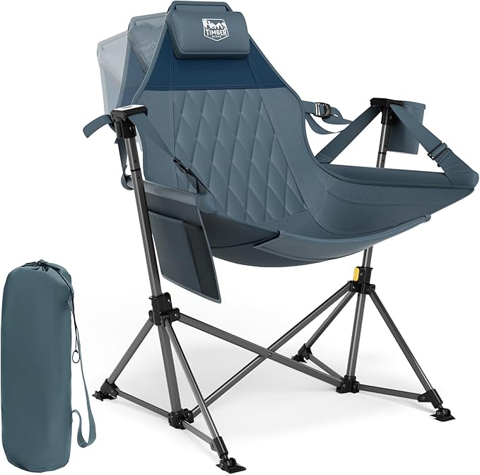 TIMBER RIDGE Hammock Camping Chair, Oversized Swinging Hammock Chair with Adjustable Back and Seat for Outdoor Lawn, Sports, Supports 400lbs, Blue TIMBERRIDGE