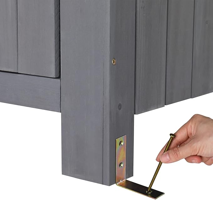 Outvita 70in Outdoor Storage Shed, Waterproof Wooden Garden Storage Cabinet with Lockable Door, Grey Outvita