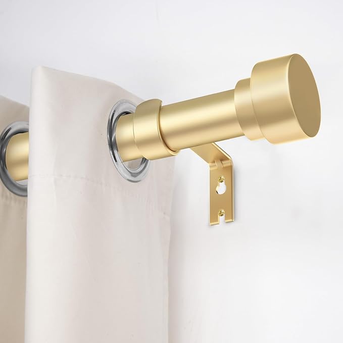 Curtain Rods for Windows 72 to 144, 1 Inch Adjustable Gold Heavy Duty Long Window Curtain Rod with End Caps, Modern Style Indoor Outdoor Drapery Rods for Patio Bedroom, Size 32" - 150" TimeForest