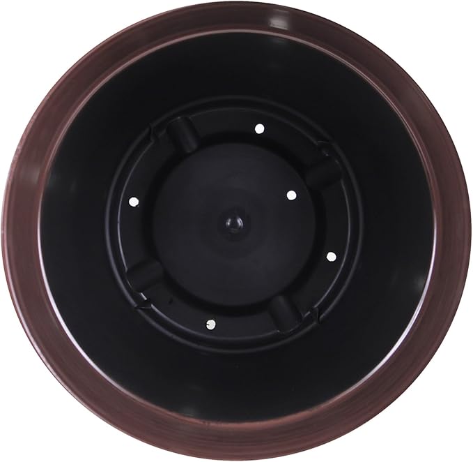 Garden Elements Indoor/Outdoor Glazed Brushed Happy Plastic Planter, Large, Dark Brown, 15" GardenElements