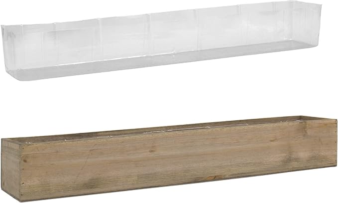 CYS EXCEL Rectangle Wood Planter Box with Removable Plastic Liner (H:4" Open:34"x5") | Multiple Size Choices Wood Rectangular Planter | Indoor Decorative Window Box CYSEXCEL%C2%AE