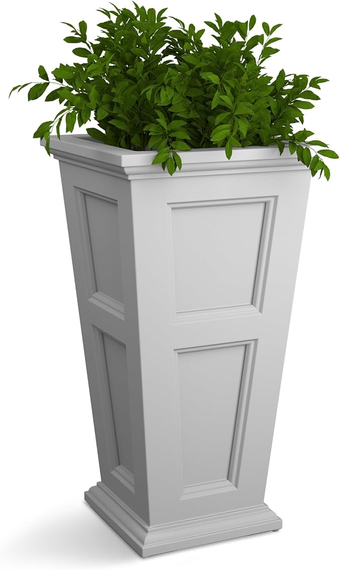 Mayne Fairfield 34-Inch Tall Planter – Weather-Resistant Self-Watering Indoor/Outdoor Garden Pot for Flowers, Patio, Porch, and Entryway, Durable Design Mayne