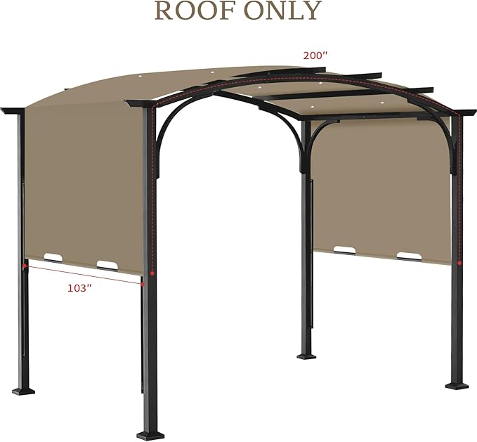 Pergola Canopy Replacement Cover for Lowe's Allen + Roth 10x10 Ft Freestanding Pergola, 200" x 103" Shade Cover, Compatible with Model #L-PG152PST-B,Cover Only (Khaki) Iheqard