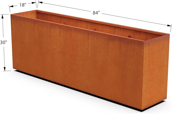 Plantercraft Corten Steel Planters | 84 Inch Extra Large Rectangular Planters for Outdoor Plants | Heavy Duty Metal Planter Box for Modern Patio Privacy Screen & Landscape Design Plantercraft