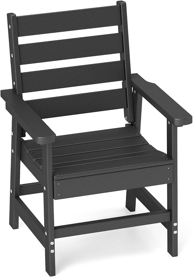 GREENVINES Outdoor Dining Chair | HDPE | Patio Chairs | All-Weather | Black GreenVines