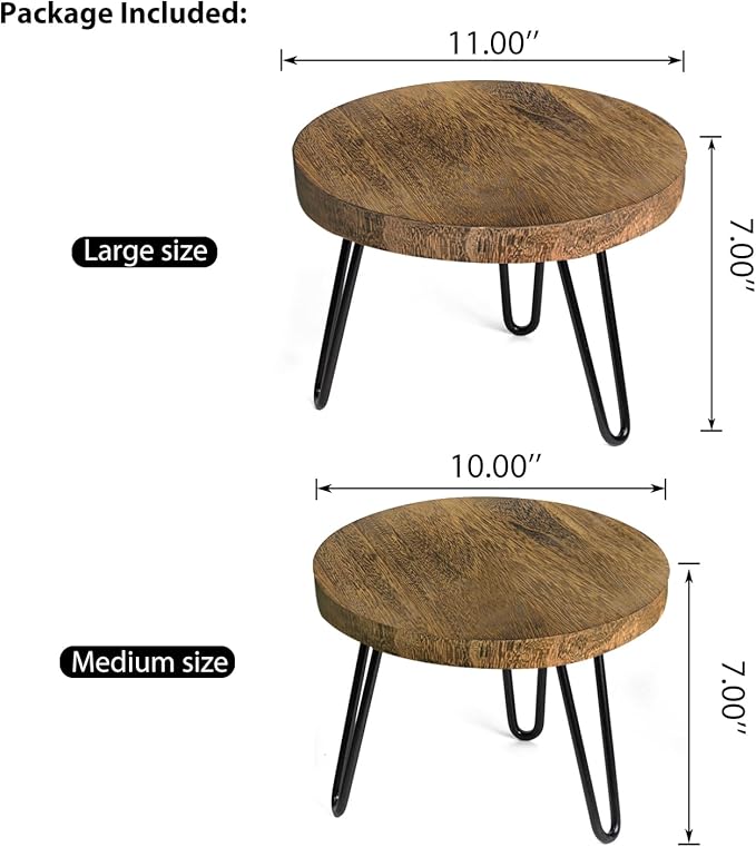 Plant Stand Indoor Outdoor, Wooden plant Stool, Mid Century Plant Stand for Indoor Plants, Wood Modern Plant Holder Rattan Flower, Low Short Boho Rustic Planter Stand Fit 5-15 Inch Pot(M, L) Welcometoobtain