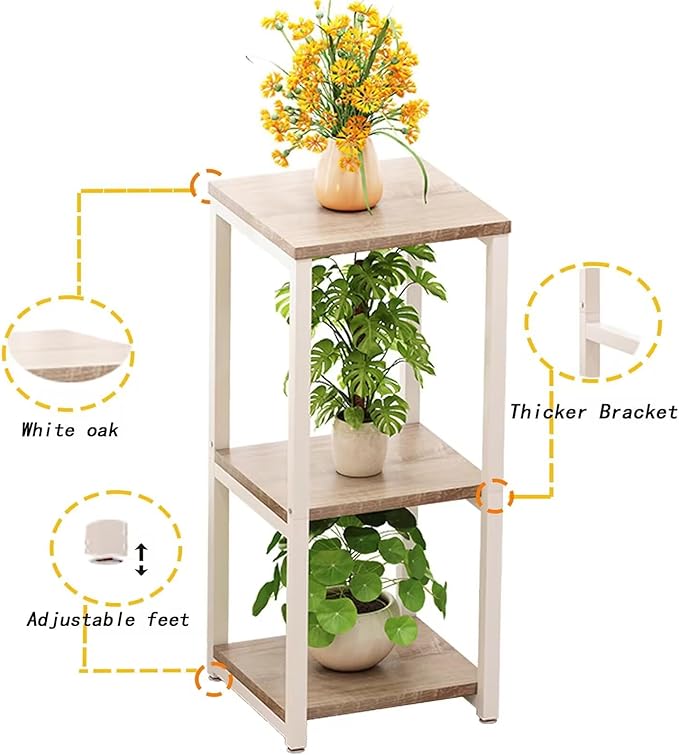 Plant Stand Indoor Corner Tall 3 Tier Metal Modern Flower Storage Plant Shelf Holder for Living Room Balcony Garden,White (3 Tier-White) YIZAIJIA