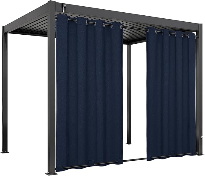 Easy-Going Linen Look Outdoor Curtains Waterproof Windproof Porch Curtains, Soft Thicken Outdoor Privacy Curtains for Patio, Gazebo, Grommet Top and Tab Bottom Drape, 1 Panel, 54x84 inch, Navy Easy-Going