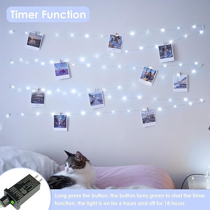 66Ft 200LED Fairy Lights Plug in with Remote, Waterproof String Lights Outdoor & Indoor 8 Modes with Timer, LED Twinkle Lights for Girl's Room Garden Patio Halloween Christmas Decorations (Cool White) BHCLIGHT