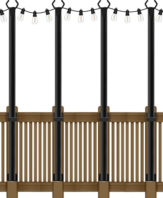 AILBTON 4 Pack 5Ft String Light Poles,Light Poles for Outside String Lights,Outdoor Light Poles with Fork,Metal Pole Stand for Patio,Backyard,Deck AILBTON