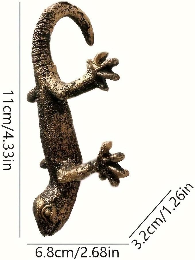 Vintage Bronze Gecko Planter Pot Hugger Flower Figurine – Resin Climbing Lizard Statue for Garden, Fairy Garden Terrarium, Outdoor Fence & Yard Decor，Versatile Home & Office Decor Rootora